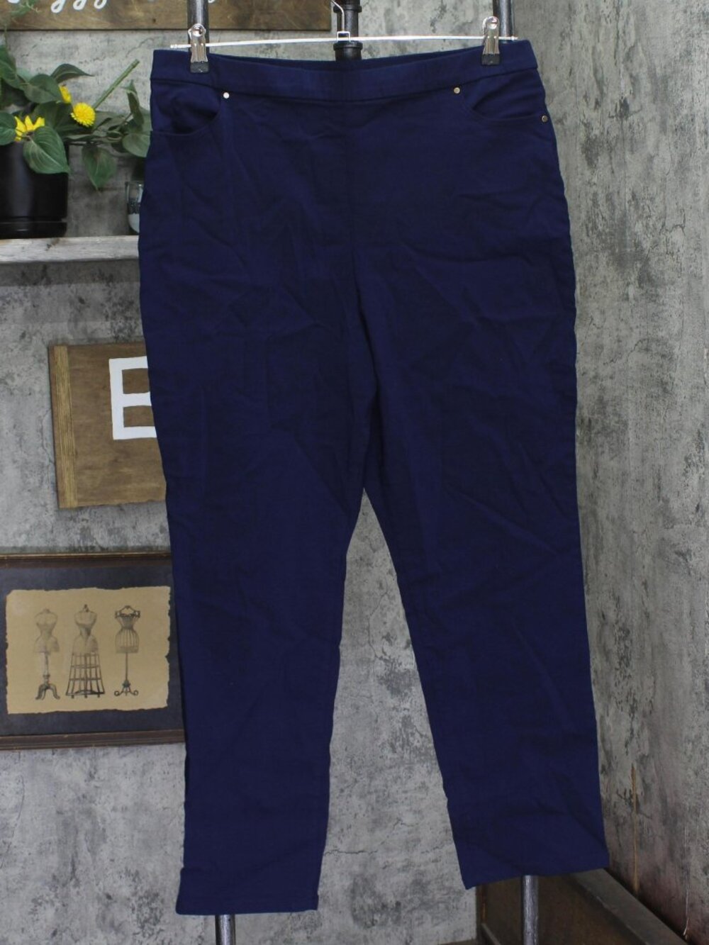 Susan Graver Navy Blue Susan Graver Ultra Stretch Slim Leg Pants Navy